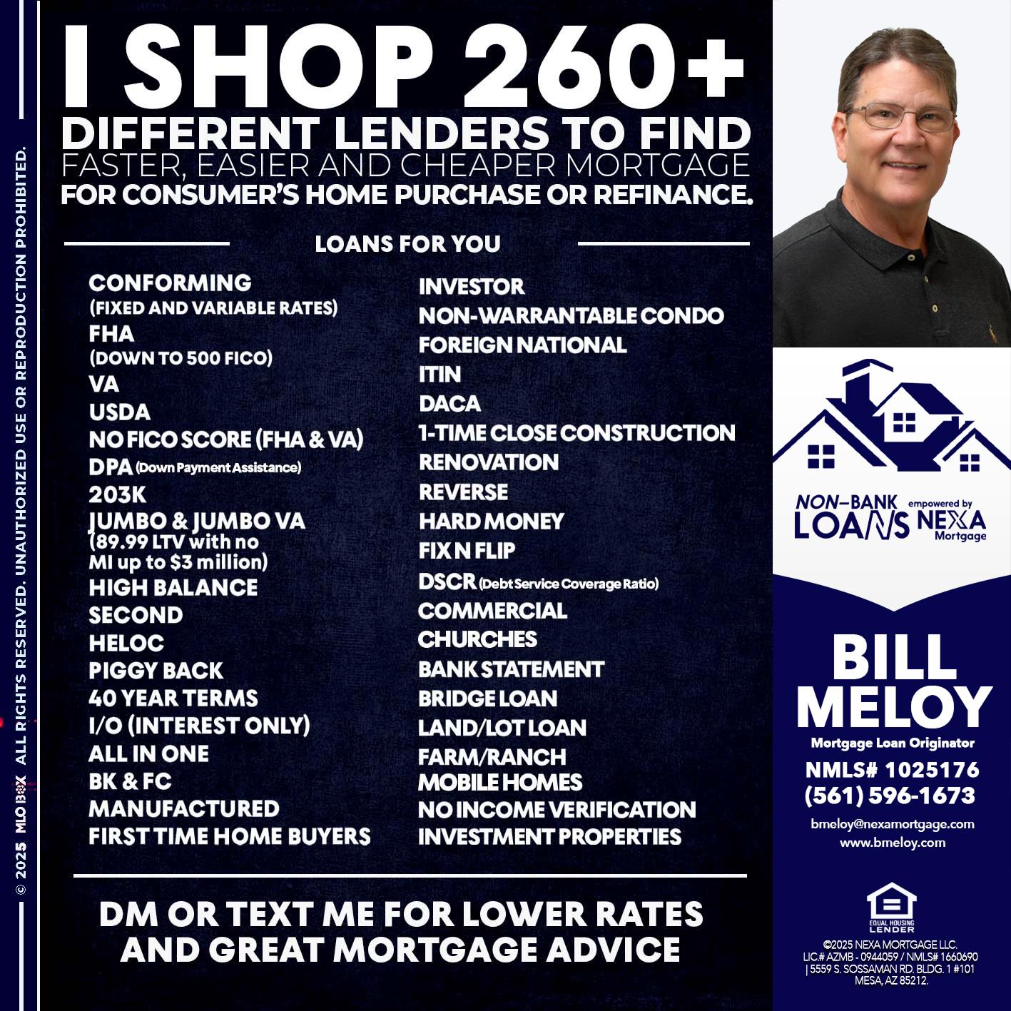 I SHOP +260 - Bill Meloy -Mortgage Loan Consultant