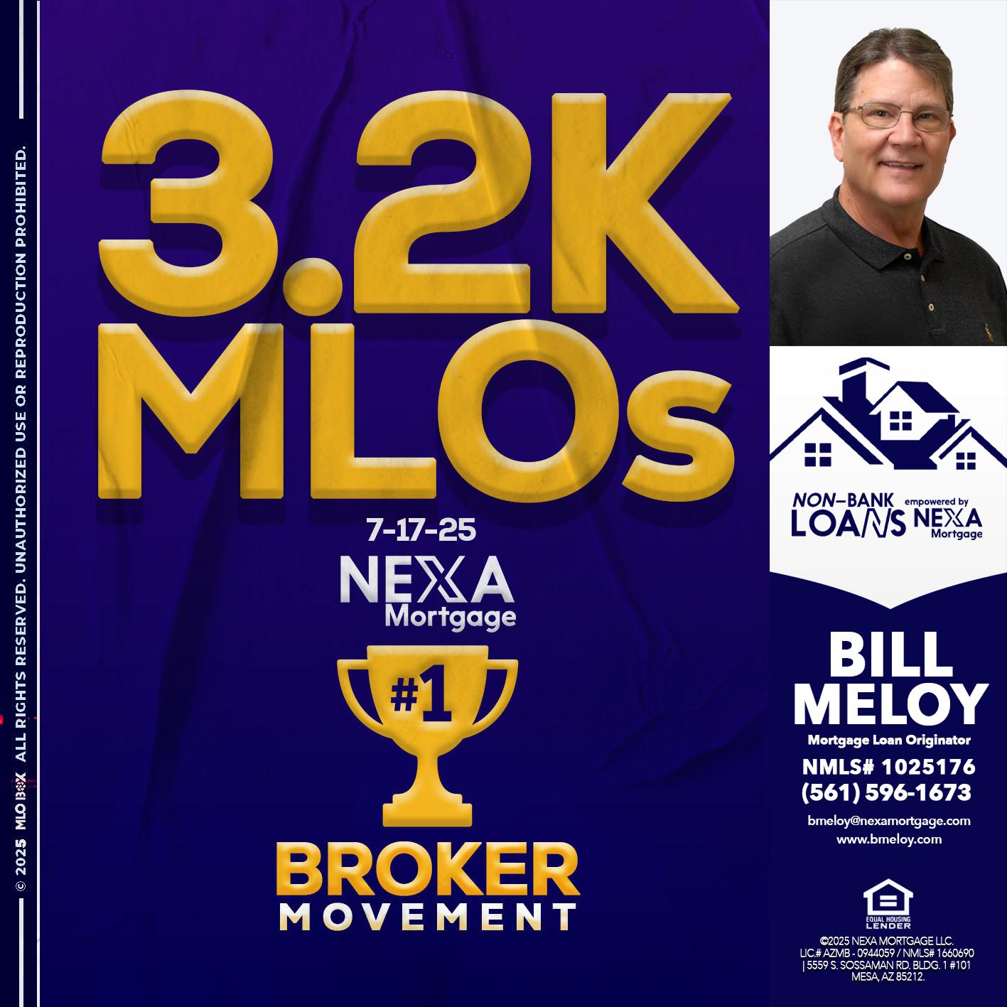 3.2K MLOs - Bill Meloy -Mortgage Loan Consultant