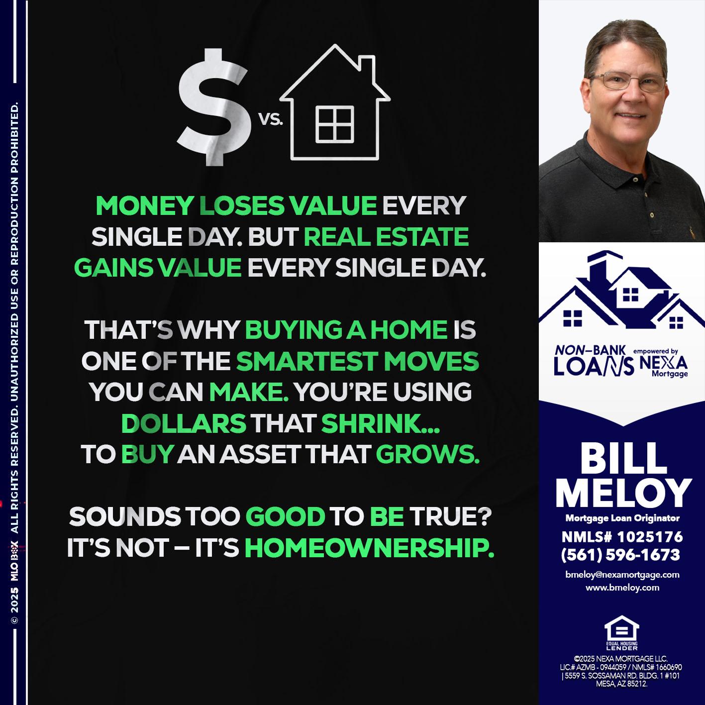 MONEY LOSES VALUE - Bill Meloy -Mortgage Loan Consultant