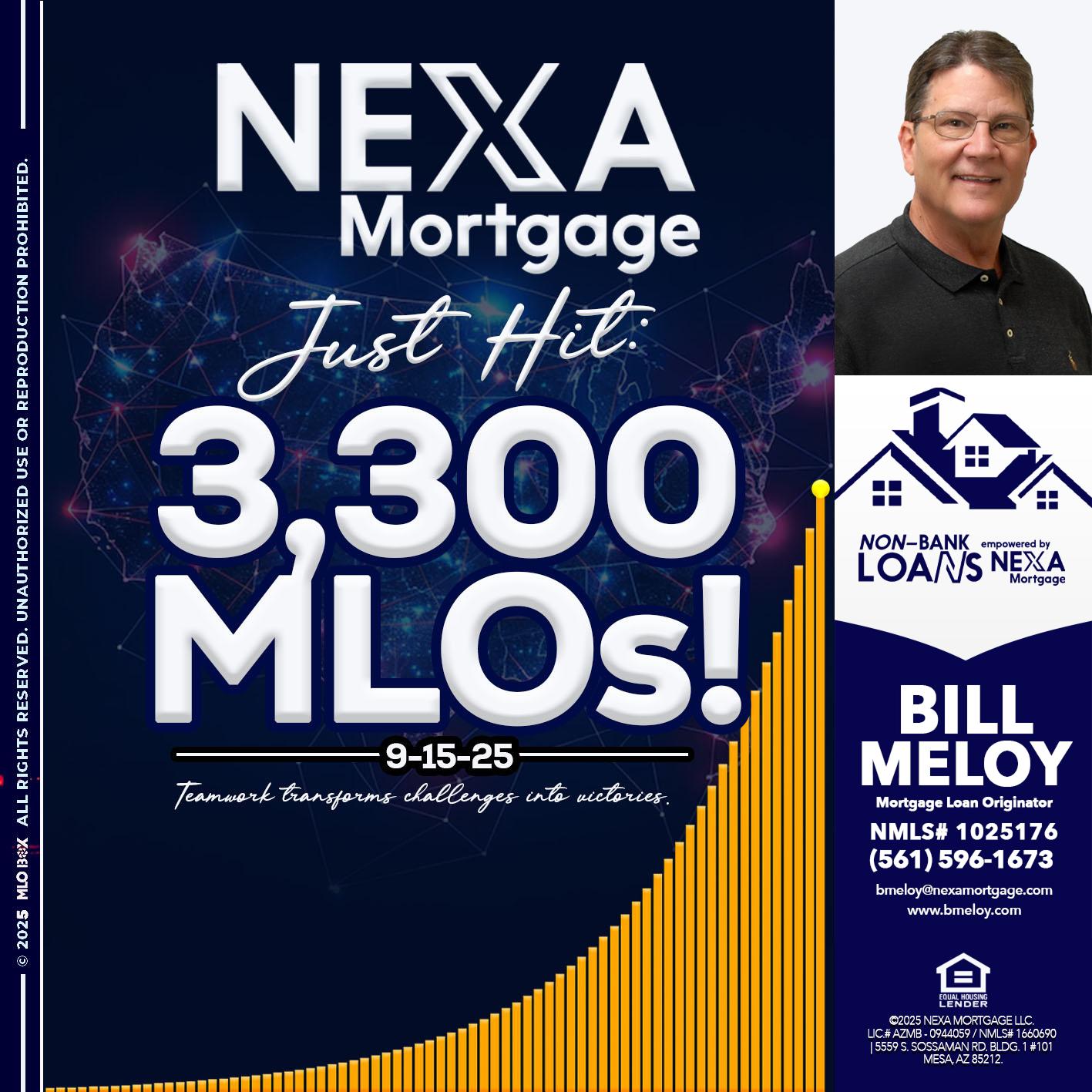 NEXA JUST HIT 3300 MLOS - Bill Meloy -Mortgage Loan Consultant