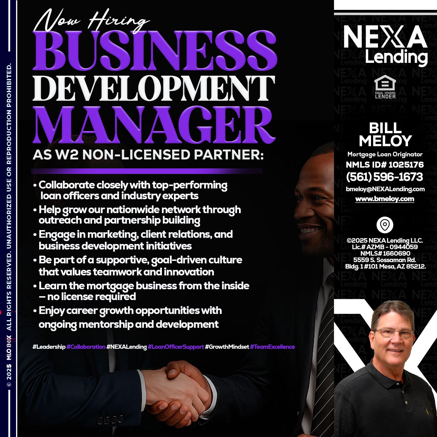 NOW HIRING - Bill Meloy -Mortgage Loan Consultant