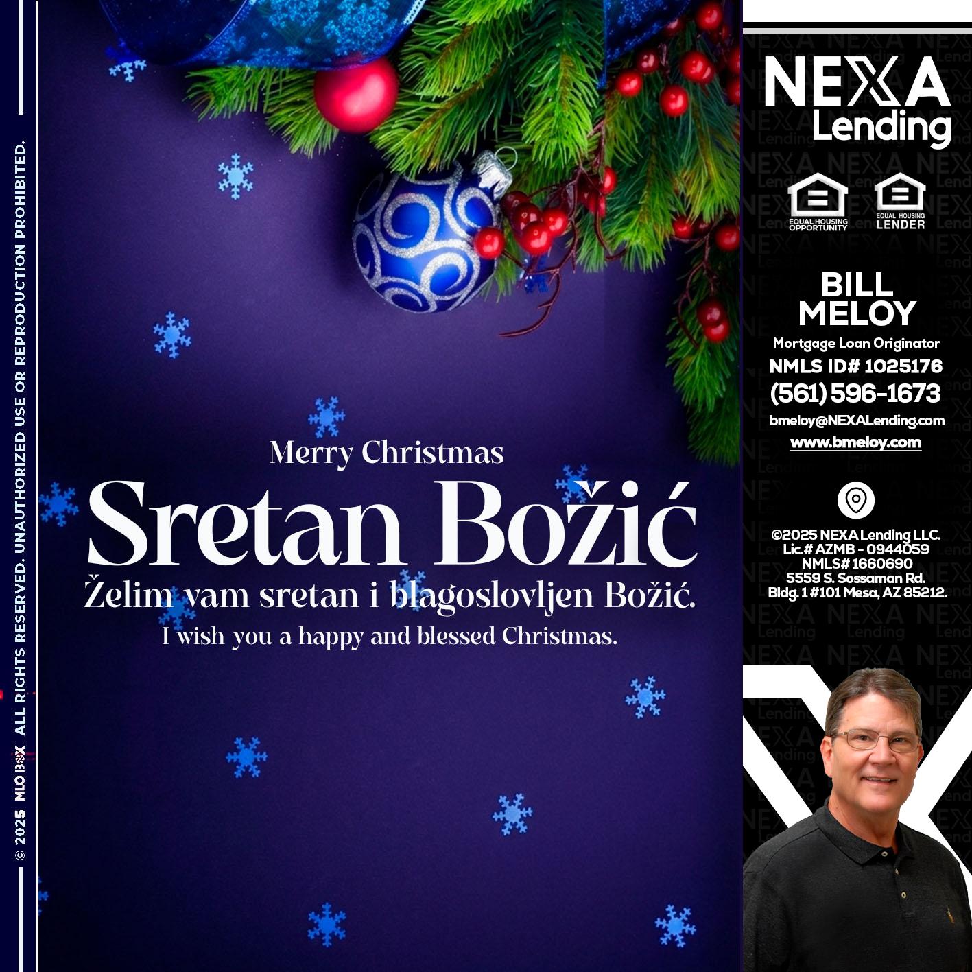 Sretan Božić - Bill Meloy -Mortgage Loan Consultant
