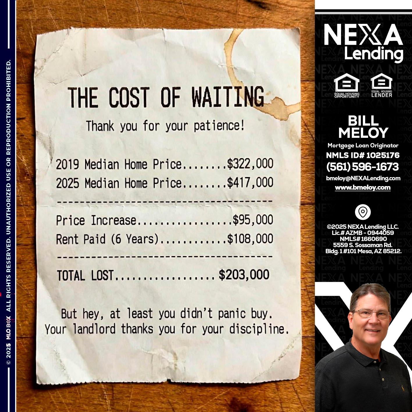 THE COST OF WAITING - Bill Meloy -Mortgage Loan Consultant