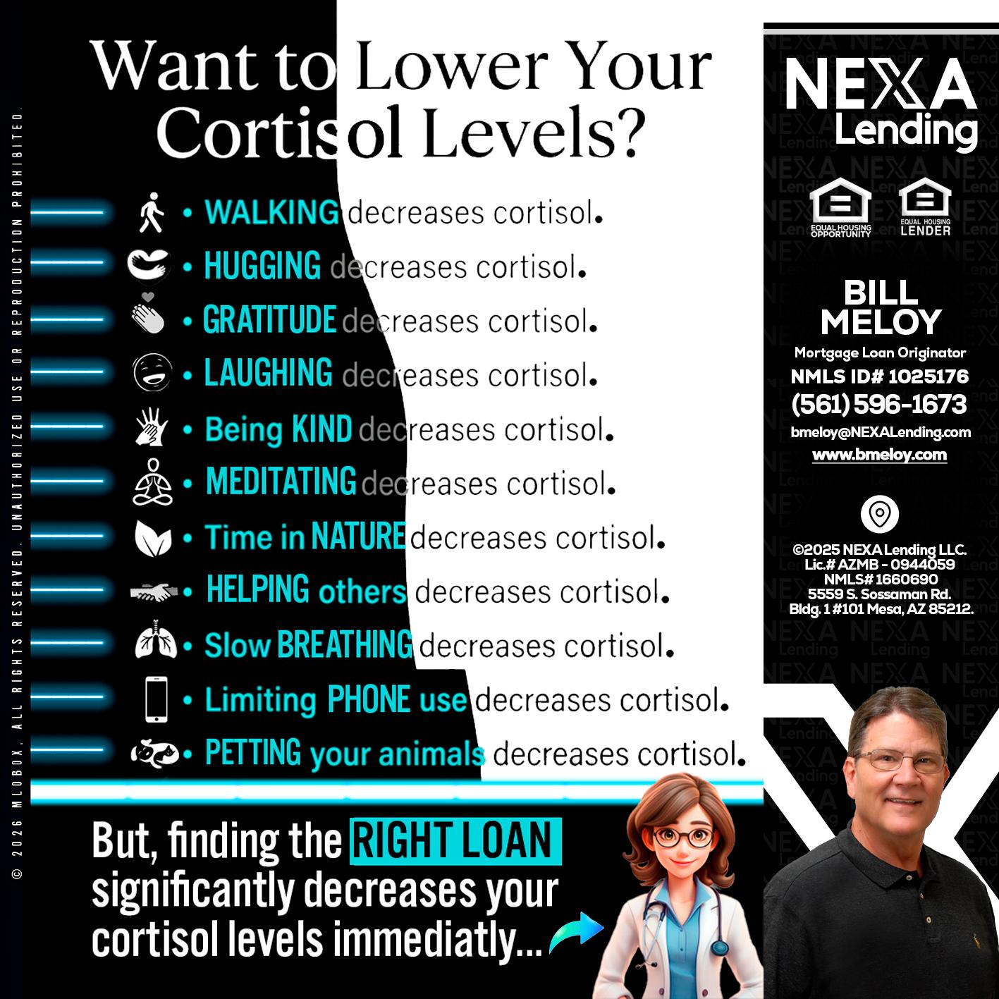 Want to lower Your Cortisol Levels? - Bill Meloy -Mortgage Loan Consultant