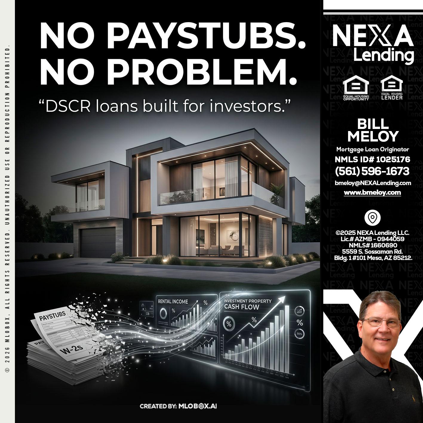 no paystub - Bill Meloy -Mortgage Loan Consultant