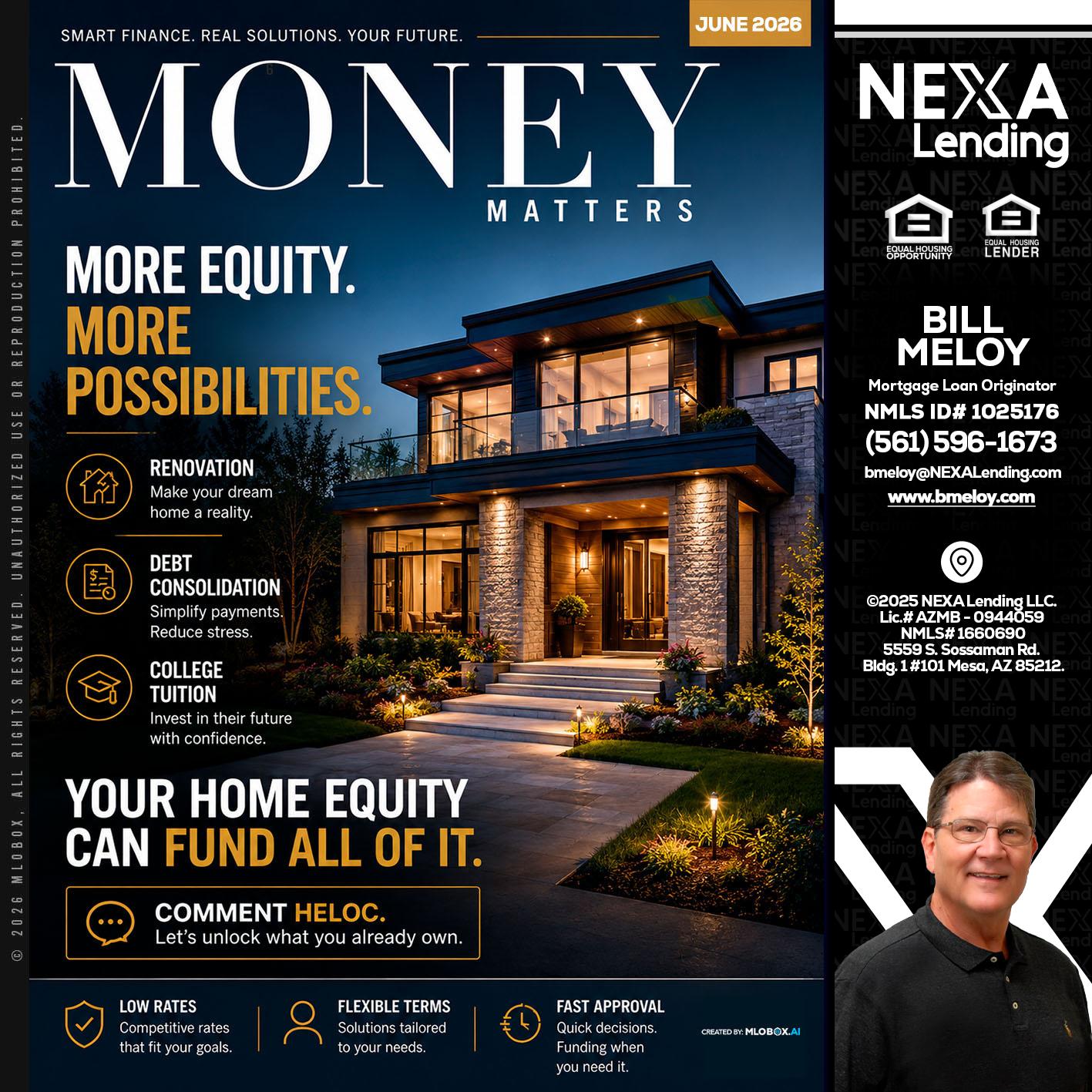 MONEY MATTERS - Bill Meloy -Mortgage Loan Consultant